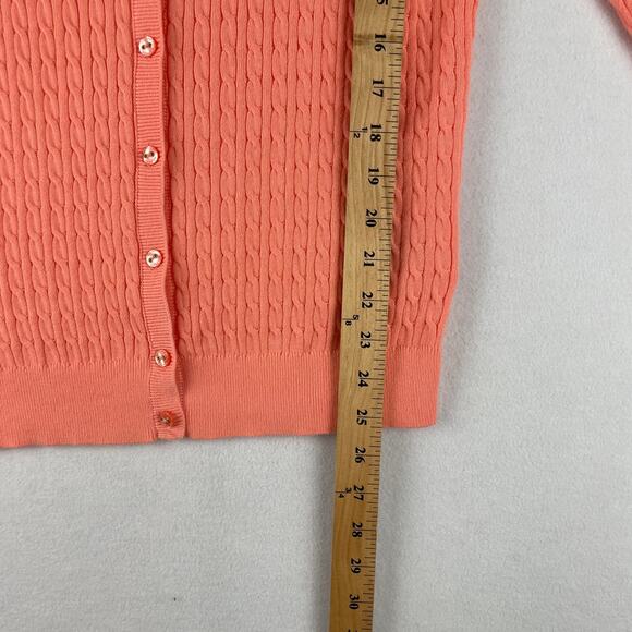 100% Pima Cotton Tangerine Tommy Hilfiger Cable Knit Lightweight Sweater Sz L - Picture 9 of 11